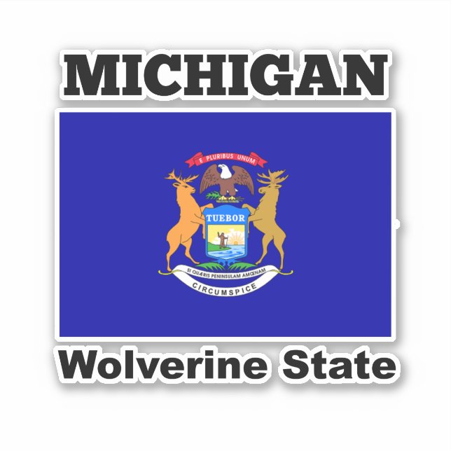 Flag of Michigan, Wolverine State Sticker (Front)