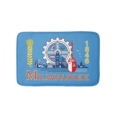 Flag of Milwaukee Wisconsin Bath Mat