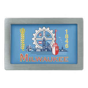 Flag of Milwaukee, Wisconsin Belt Buckle