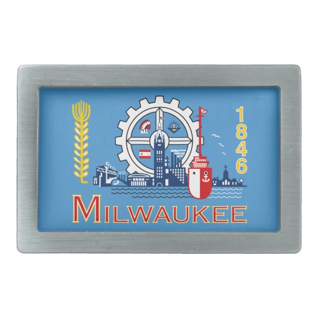 Flag of Milwaukee, Wisconsin  Belt Buckle (Front)