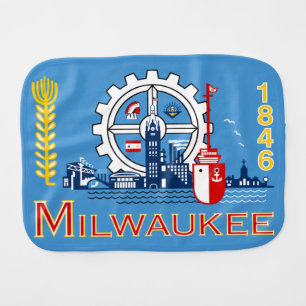 Flag of Milwaukee, Wisconsin Burp Cloth