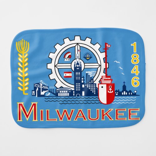Flag of Milwaukee Wisconsin Burp Cloth
