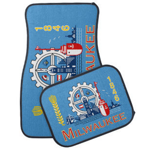 Flag of Milwaukee, Wisconsin Car Mat