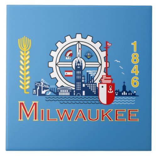 Flag of Milwaukee Wisconsin Ceramic Tile