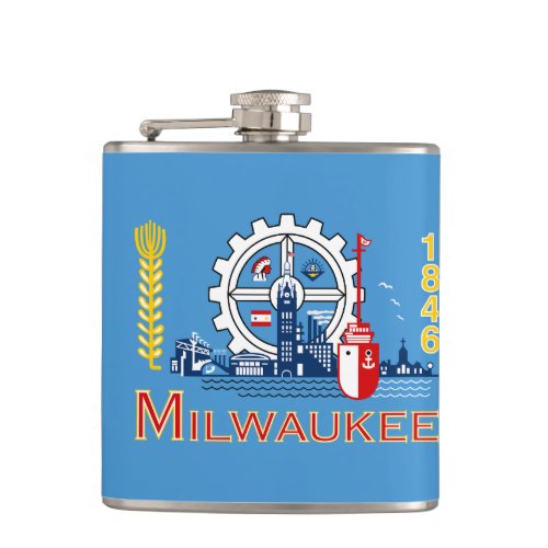 Flag of Milwaukee Wisconsin  Flask