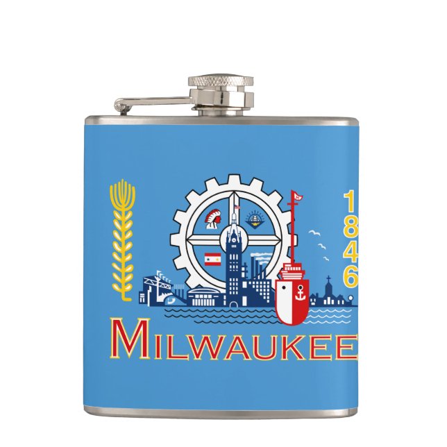 Flag of Milwaukee, Wisconsin  Flask (Front)