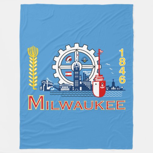 Flag of Milwaukee Wisconsin Fleece Blanket