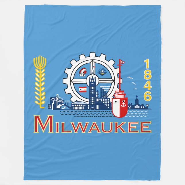 Flag of Milwaukee, Wisconsin Fleece Blanket (Front)