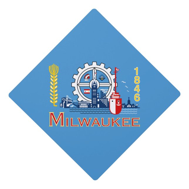 Flag of Milwaukee, Wisconsin  Graduation Cap Topper (Front)