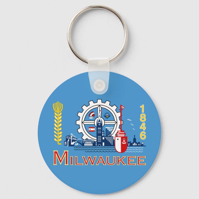 Flag of Milwaukee, Wisconsin Keychain (Front)