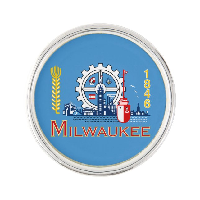 Flag of Milwaukee, Wisconsin  Lapel Pin (Front)