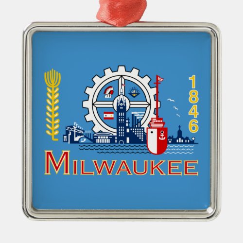 Flag of Milwaukee Wisconsin Metal Ornament