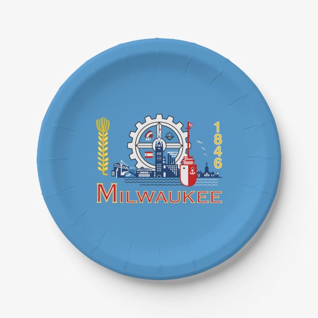 Flag of Milwaukee, Wisconsin Paper Plates (Front)