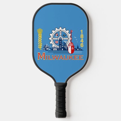 Flag of Milwaukee Wisconsin  Pickleball Paddle