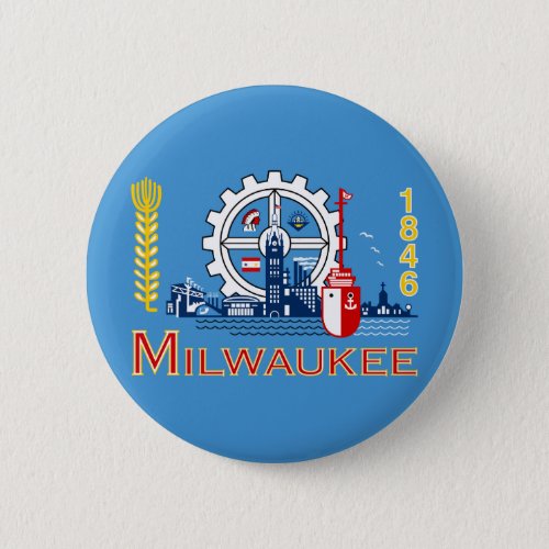 Flag of Milwaukee Wisconsin Pinback Button