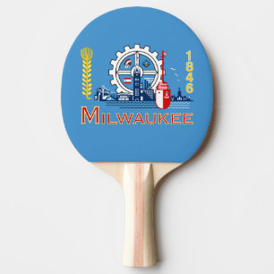 Flag of Milwaukee, Wisconsin Ping Pong Paddle