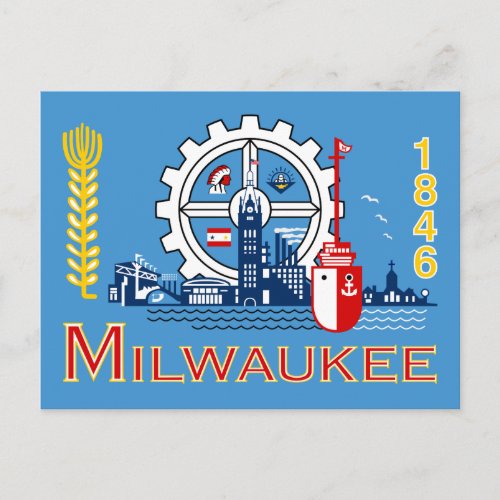 Flag of Milwaukee Wisconsin Postcard