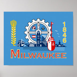 Flag of Milwaukee, Wisconsin Poster