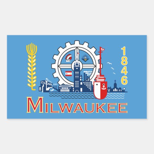 Flag of Milwaukee Wisconsin Rectangular Sticker