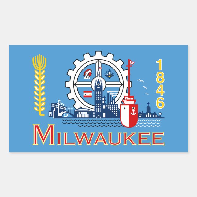 Flag of Milwaukee, Wisconsin Rectangular Sticker (Front)