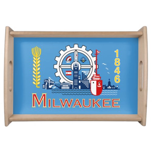 Flag of Milwaukee Wisconsin Serving Tray