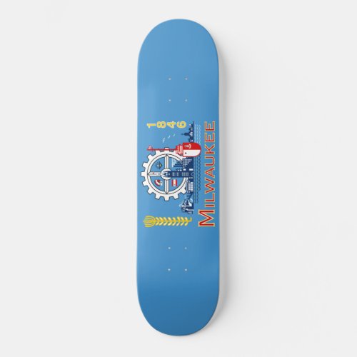 Flag of Milwaukee Wisconsin Skateboard