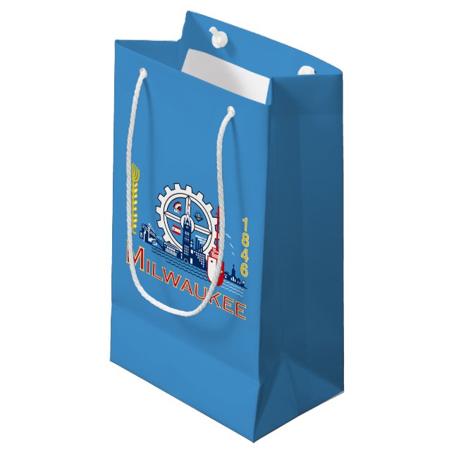 Flag of Milwaukee, Wisconsin Small Gift Bag (Front Angled)