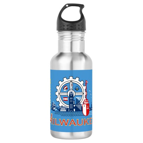 Flag of Milwaukee Wisconsin  Stainless Steel Water Bottle