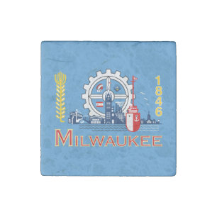 Flag of Milwaukee, Wisconsin Stone Magnet
