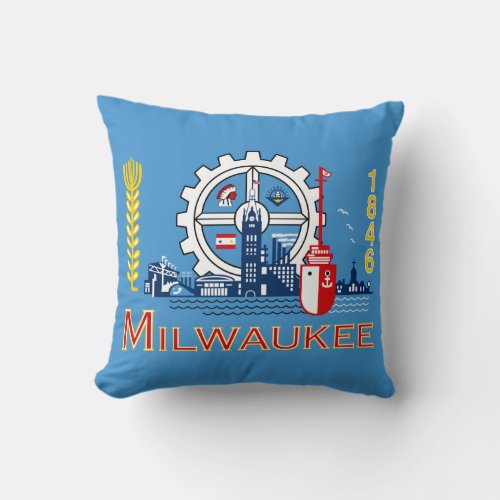 Flag of Milwaukee Wisconsin Throw Pillow