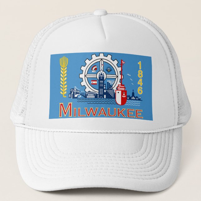 Flag of Milwaukee, Wisconsin Trucker Hat (Front)