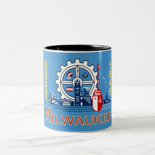 Flag of Milwaukee Wisconsin Two_Tone Coffee Mug