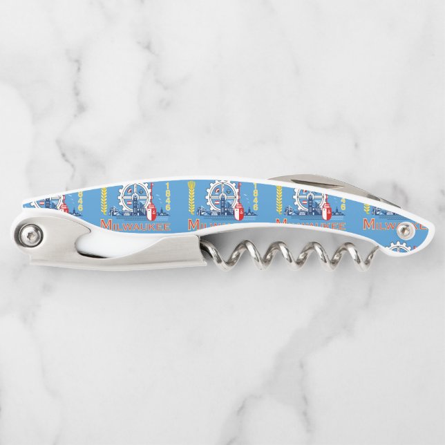 Flag of Milwaukee, Wisconsin Waiter's Corkscrew (Front)