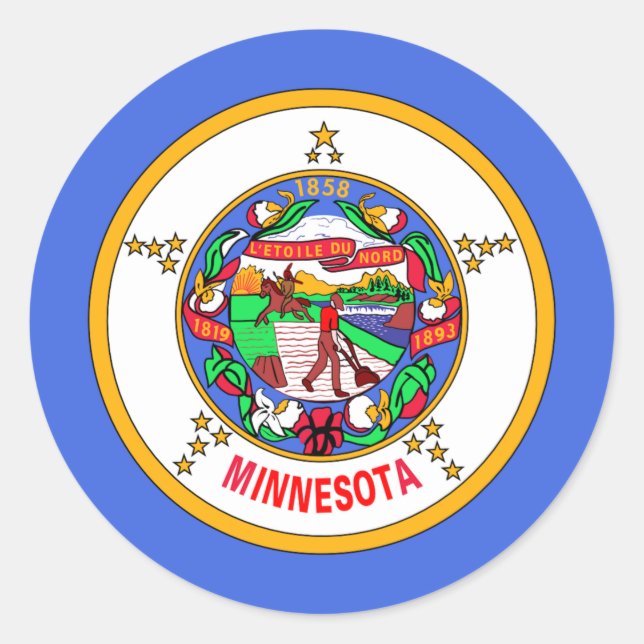 Flag of Minnesota Classic Round Sticker (Front)