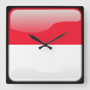 Flag of Monaco Square Wall Clock