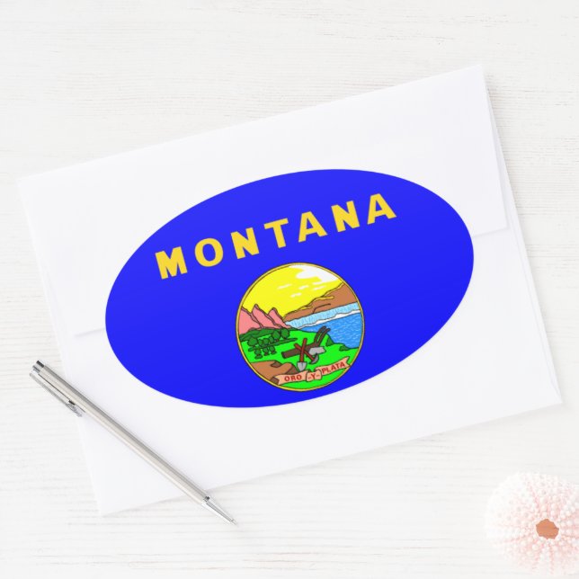 Flag of Montana, Big Sky Country Oval Sticker (Envelope)