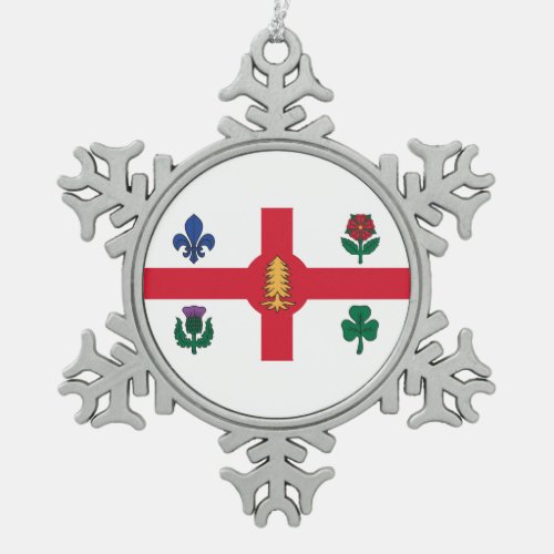 Flag of Montreal Que Snowflake Pewter Christmas Ornament
