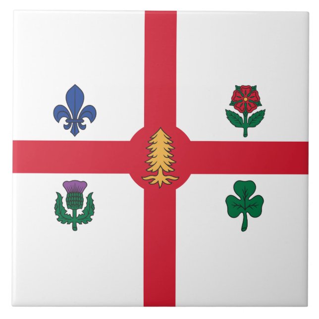 Flag of Montreal (Quebec, Canada) Ceramic Tile (Front)