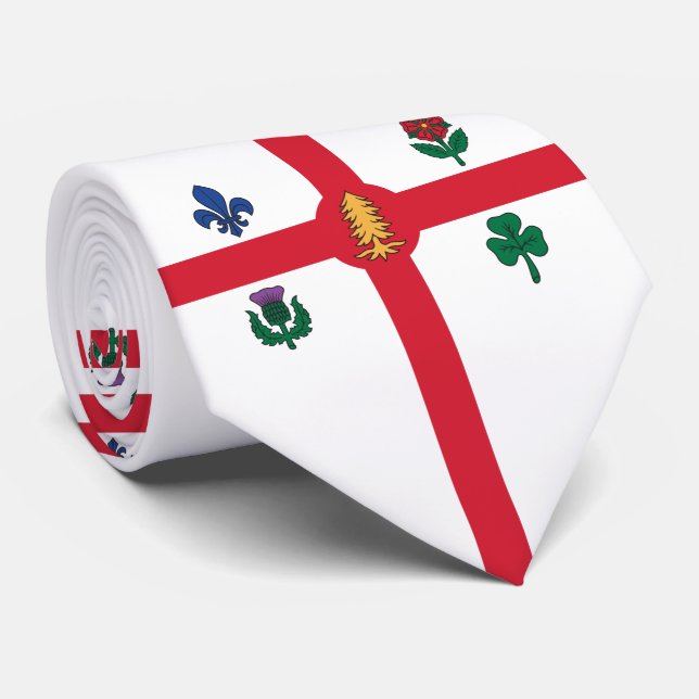 Flag of Montreal (Quebec, Canada) Neck Tie (Rolled)