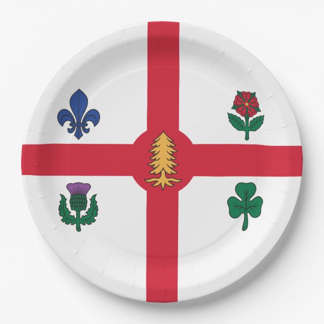 Flag of Montreal (Quebec, Canada) Paper Plates (Front)