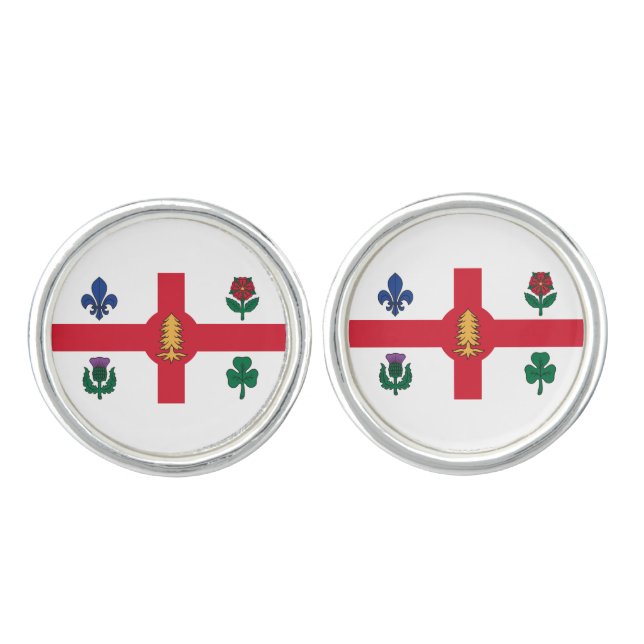 Flag of Montreal, Quebec Cufflinks (Front)