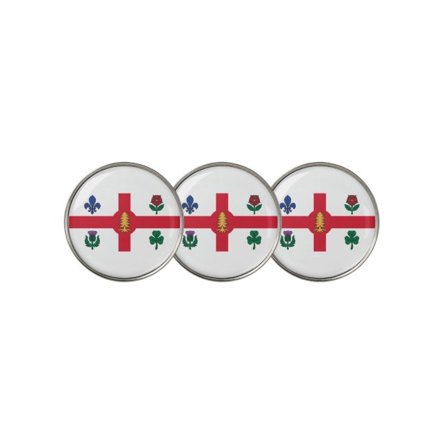 Flag of Montreal, Quebec Golf Ball Marker (3 Up)