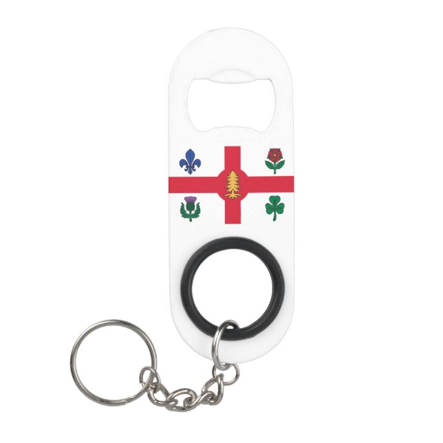 Flag of Montreal, Quebec Keychain Bottle Opener (Front)