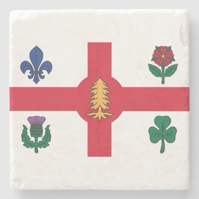 Flag of Montreal, Quebec Stone Coaster (Front)