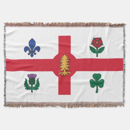 Flag of Montreal Quebec Throw Blanket