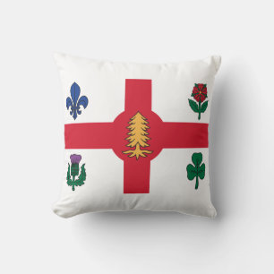 Flag of Montreal, Quebec Throw Pillow