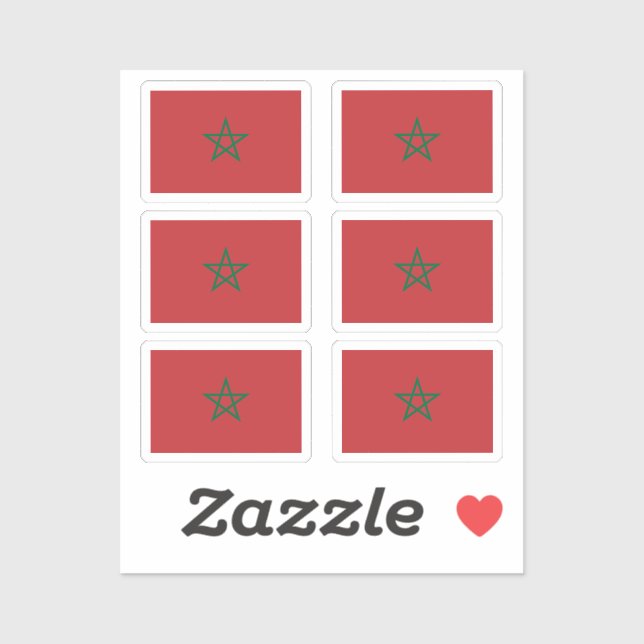 Flag of Morocco Collection pack of 6 Sticker (Sheet)