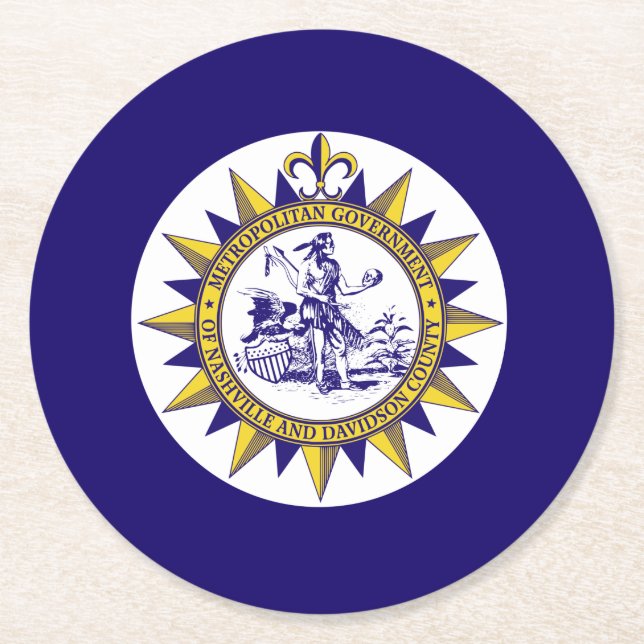 Flag of Nashville, Tennessee Round Paper Coaster (Front)
