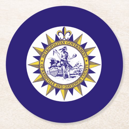 Flag of Nashville Tennessee Round Paper Coaster