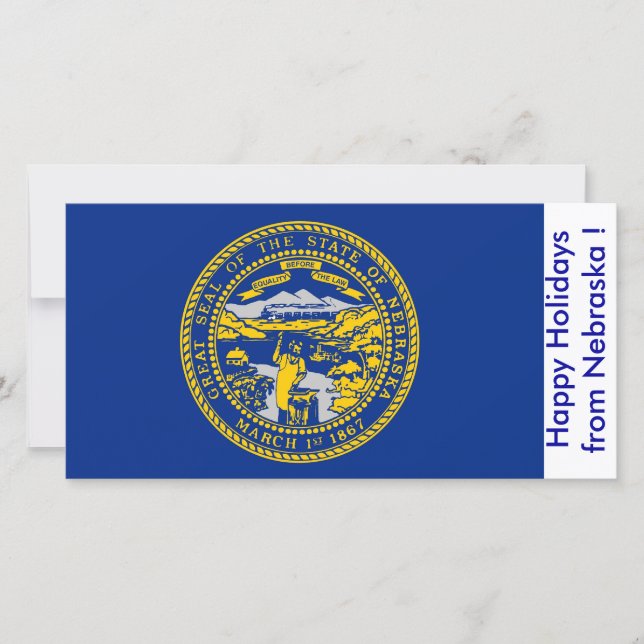 Flag of Nebraska, Happy Holidays from U.S.A. Holiday Card (Front)